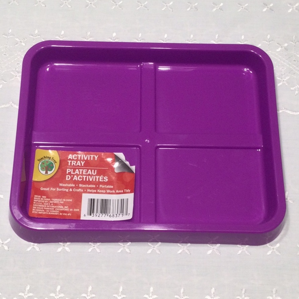 Activity Tray Purple Plastic Portable, Stackable, Washable